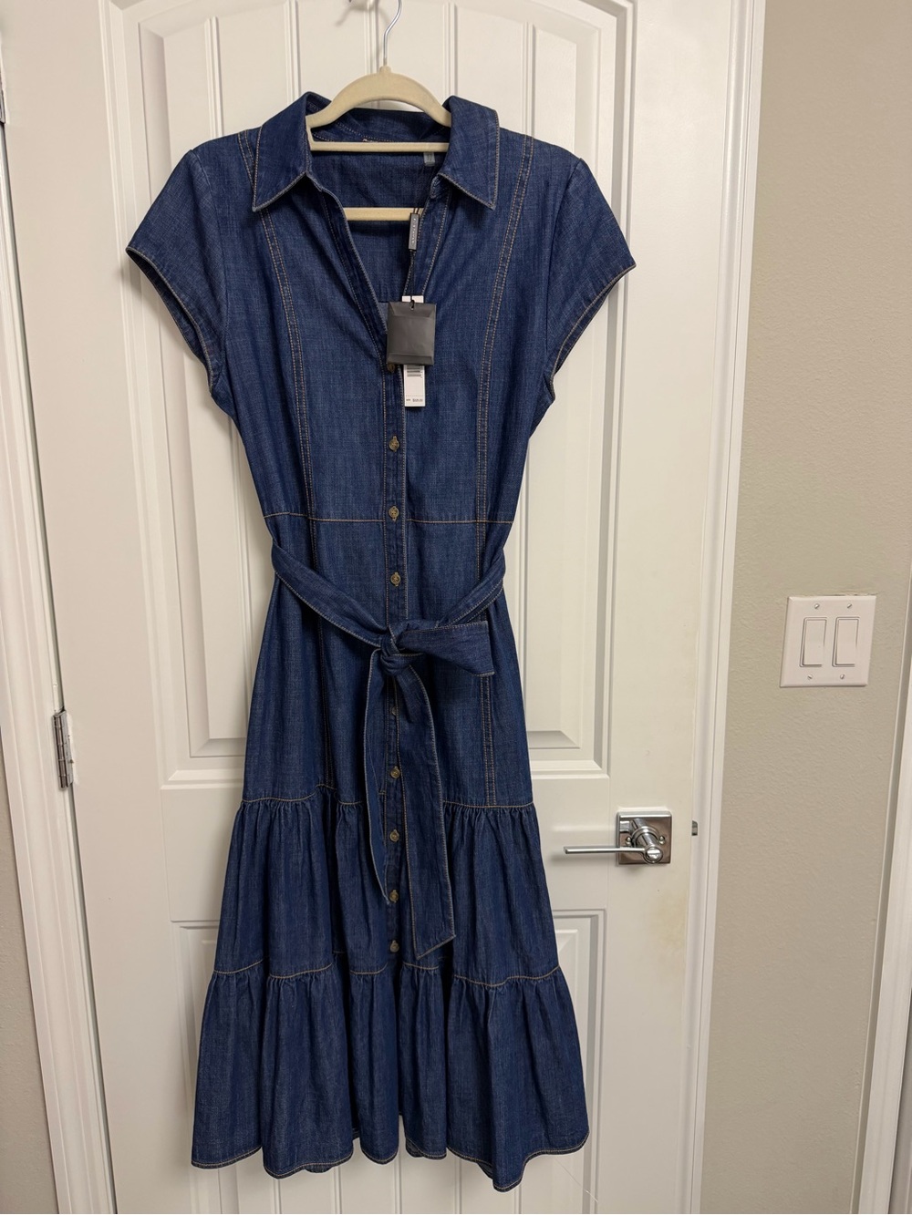 Elie Tahari Dark Indigo Denim Midi Shirt Dress